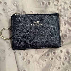 Coach Metallic Blue Key Card Wallet